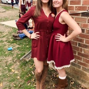Maroon Back Detail Tank Dress